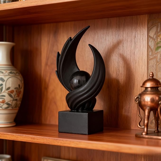 AWNR Gold Abstract Sculpture House Decor Aesthetic - Home Décor Accents for Nightstand, Shelves, Dining Room, Entryway Table, Office, Desk Accessories (Black B)