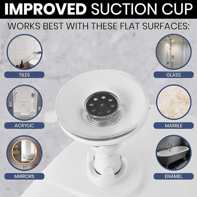 MIRRORVANA Shower Shaving Mirror with Dual Anti Fog - Fogless Shatterproof Surface with Razor Holder and Strong 360° Suction Cup (8" x 7", White)