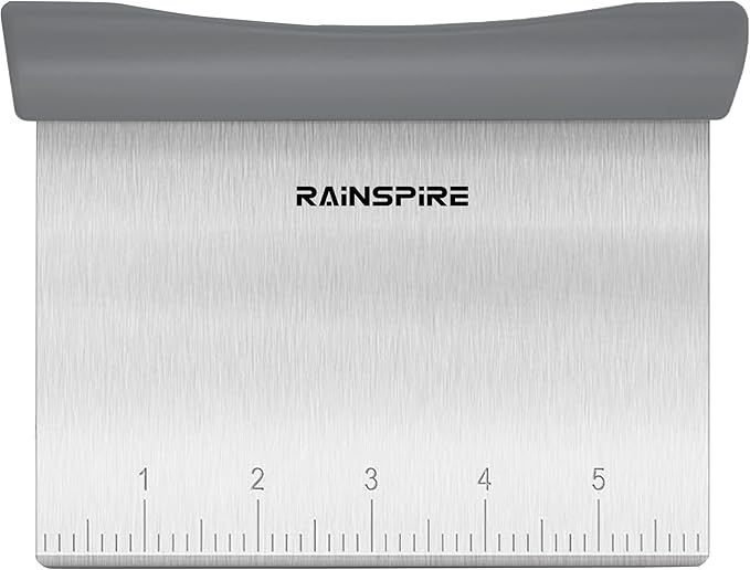 Upgraded 304 Stainless Steel Multi-Purpose Bench Scraper with Measurement Marks, Dishwasher Safe, Dough Cutter for Pizza, Bread and Cookie Dough Vegetable Chopper, Baking Supplies (Grey)