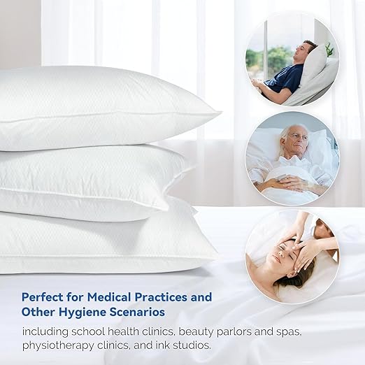 JMU 200PCS Disposable Pillow Case 21" x 30", Tissue/Poly Single Use Pillowcases Medical, White