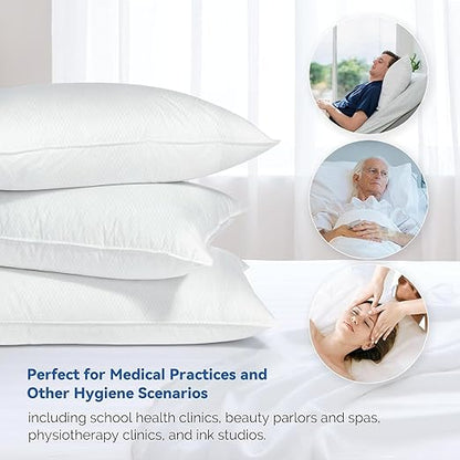 JMU 200PCS Disposable Pillow Case 21" x 30", Tissue/Poly Single Use Pillowcases Medical, White