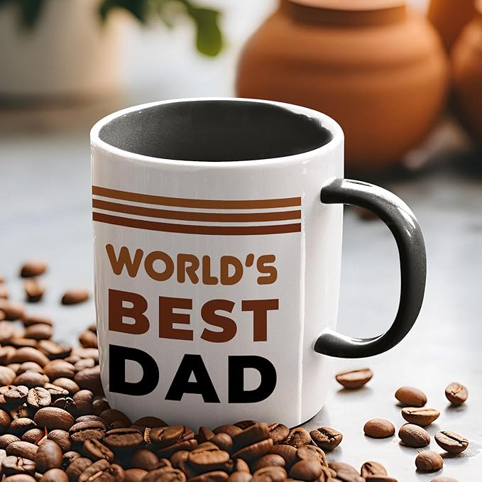 Veracco World's Best Dad Mug Gifts For Father Gift Funny Birthday Gifts for Men Birthday For Dad Men Husband Grandpa Friends Coworker Uncle (Black, 11oz)