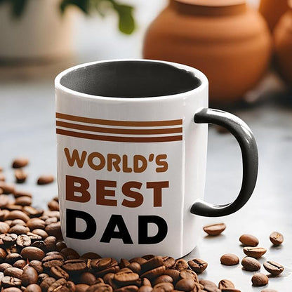 Veracco World's Best Dad Mug Gifts For Father Gift Funny Birthday Gifts for Men Birthday For Dad Men Husband Grandpa Friends Coworker Uncle (Black, 11oz)