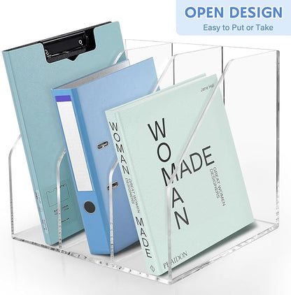 Acrylic Paper Tray Stackable Letter Organizers, Clear Paper Tray Desk Organizer, 3-Tier, Desk A4 File Holder for Office Document Desktop File Tray-2pack