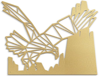 SIGNLEADER Metal Wall Art Decor Eagle Preying Modern Abstract Wall Sculpture Hangings Home Decoration for Living Room, Bedroom, Bathroom, Kitchen, Outdoor - 24" Gold