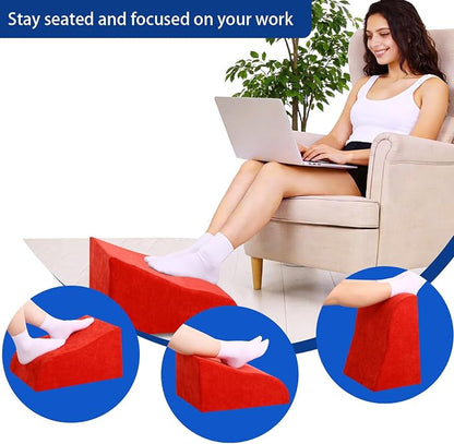 Foot Rest for Under Desk at Work, Ergonomic Under Desk Footrest with Washable Cover for Office, Home & Gaming Leg Elevation Pillow Red