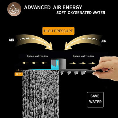 BESy 6 Inch Rain Shower Head, 6" Square Rainfall & High Pressure Stainless Steel Bath Showerhead, 1/16" Ultra Thin, Waterfall Full Body Coverage with Silicone Nozzle, Matte Black Finish