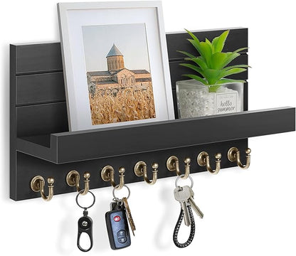 Key Holder for Wall: Upgraded 7 Sturdy Key Hooks Easy Installation Mail Organizer Wall Mount Hanging Key Rack for Kitchen and Entryway Decor