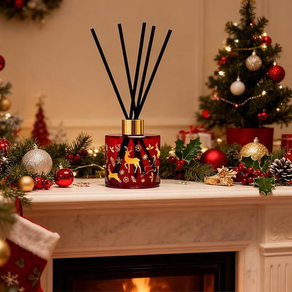 Reed Diffuser Set, Gingerbread Joy Christmas Oil Diffuser with Sticks, Home Fragrance Reed Diffuser for Bathroom Office Shelf Decor, Scented Room Fresheners, Holiday Ideal Gift 6.7 Fl.Oz