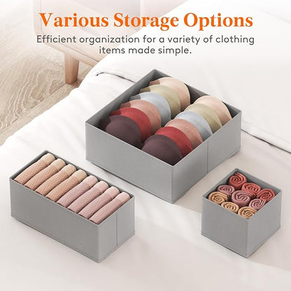 Lifewit Drawer Organizer Clothes for Closet 48 Pack, 3 Sizes Underwear Wardrobe Drawer Dividers, Fabric Foldable Dresser Storage Organizer Bins for Sock/Bra/Lingerie/Undies, Light Gray