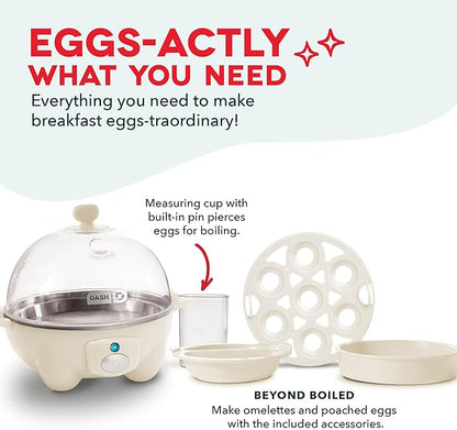 Dash Rapid Egg Cooker - Boiler, Poacher & Steamer - Includes Measuring & Recipe Guide - Dishwasher Safe - BPA Free - Holds 7 Eggs, Cream