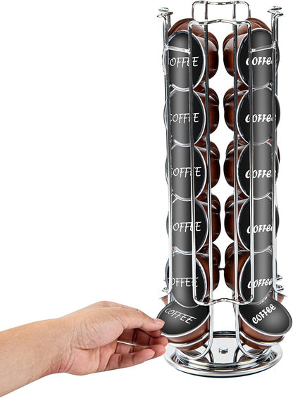 Restaurantware Restpresso 5.5 x 13 Inch Coffee Capsule Holder 1 Durable Pod Carousel - Holds 24 Dolce Gusto Pods 360-Degree Rotatable Iron Espresso Pod Organizer Pods Not Included