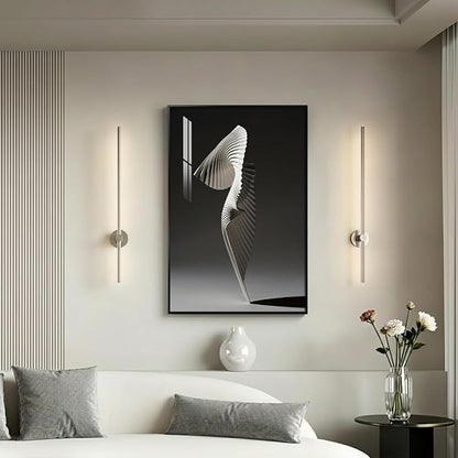 Framed Black and White Abstract Wall Art, Modern Minimalist Sculptural Geometric Prints Paintings for Walls, Contemporary Luxury Elegant Pictures for Living Room Dining Bedroom Wall Decor 24x36 In
