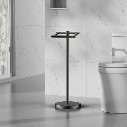 FORIOUS Toilet Paper Holder Wall Mount, Stainless Steel Rustproof Double Post Pivoting Tissue Roll Holder for Bathroom, Commercial Toilet Paper Dispenser Toilet Paper Stand, Oil Rubbed Bronze