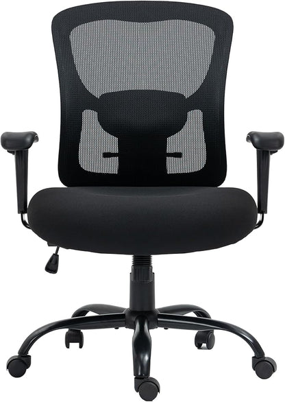 Bigroof Home Office Chair Ergonomic Mesh Desk Chair 400lbs with Adjustable Lumbar Support Arms High Back Wide Seat Task Executive Rolling Swivel Chair for Women Men, Heavy People