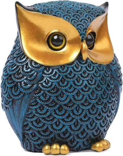 Artpaul Owl Figurines Home Decor Accents Small Décor Items for Shelf Decorations for Living Room Office, Gifts for Owl Lover (Blue)