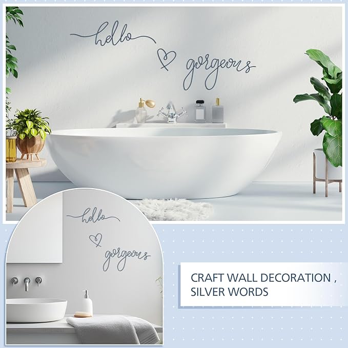 Hicarer Hello Gorgeous Metal Wall Art Decor Minimalist Decoration Metal Hello Gorgeous Decorative Sign for Living Room Office Bedroom Hotel Home Wall Decoration(Blue,Classic Style)