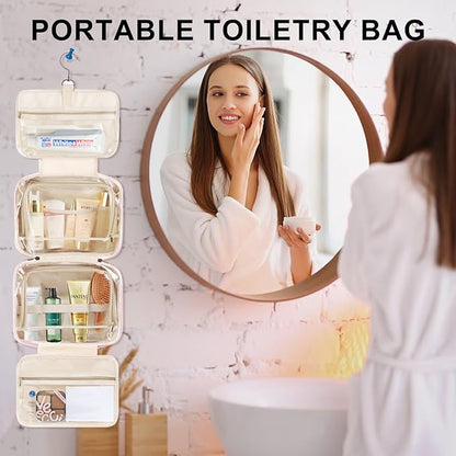 TOPEAST Hanging Toiletry Bag for Women - Travel Initial Toiletry Bag, Portable Toiletries Makeup Pouch, Airplane Travel Essentials - Letter P, Blue