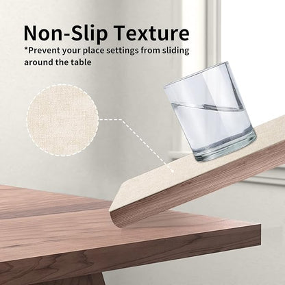 Maxpearl Faux Leather Placemats Set of 4 - Waterproof - Wipe Clean - Heat Resistant - Anti Slip Dining Table Place Mats, Suitable for Indoor & Outdoor Use, 17’’×12’’, Beige