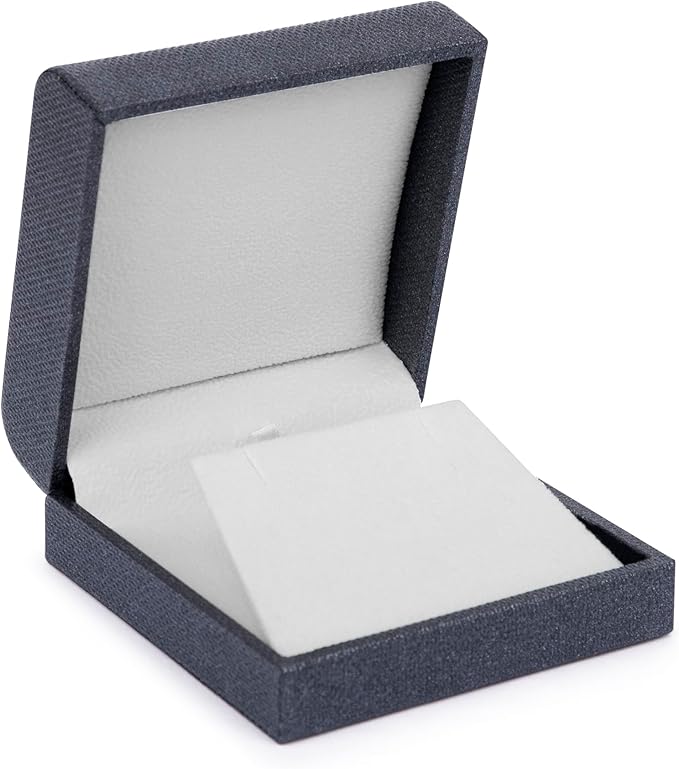 Luxury Reversible Weave Texture Jewelry Display Box for Men & Women - Earring Box & Pendant/Neckless Box Ideal for Earring/Studs, Necklace/Pendant - Jewelry Gift Box with Suede Interior