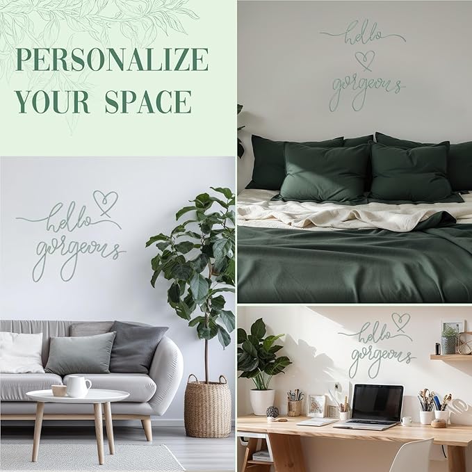 Hicarer Hello Gorgeous Metal Wall Art Decor Minimalist Decoration Metal Hello Gorgeous Decorative Sign for Living Room Office Bedroom Hotel Home Wall Decoration(Green,Classic Style)