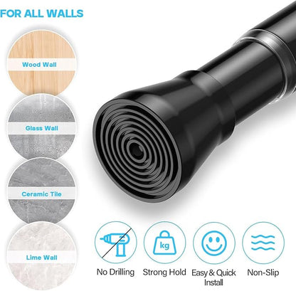 AIZESI Spring Tension Rods Adjustable Tension Curtain Rod Small Tension Rod No Drilling Expandable Spring Loaded Curtain Tension Rod（Black,36" to 63"-2Pcs)