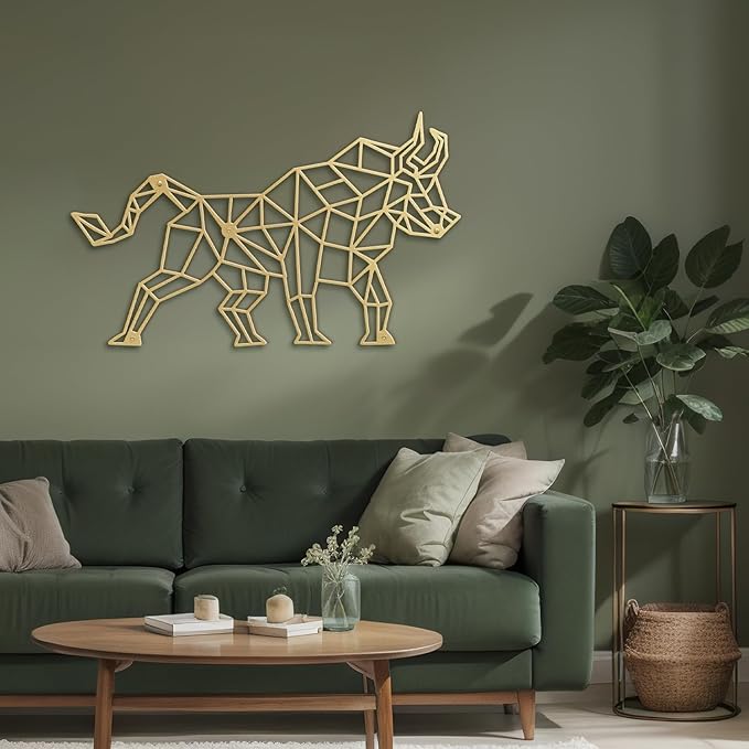 SIGNLEADER Metal Wall Art Decor Bull Warrior Modern Abstract Wall Sculpture Hangings Home Decoration for Living Room, Bedroom, Bathroom, Kitchen, Outdoor - 12" Gold