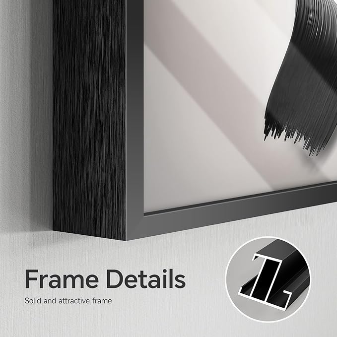 4 Piece Framed Modern Black and White Wall Art Set, Minimalist Abstract Prints Artworks, Bright Style Geometric Picture Painting Decor for Living Room Dining Room Hallway Bedroom Home Office