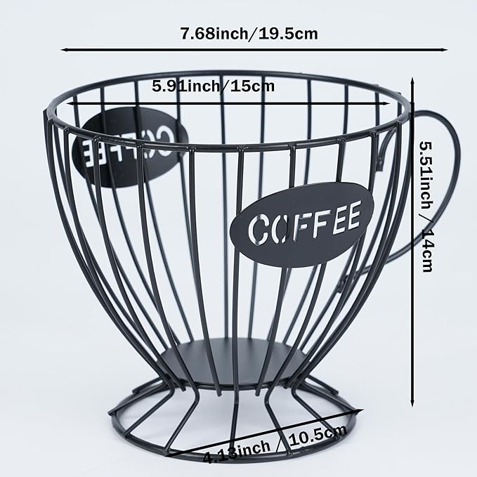 H&W 2PCS Coffee Pod Holder & Capsule Basket, Metal Coffee Bar Organizer for Kitchen Dinning Room Office Home Cafe Hotel (Black)