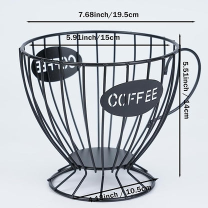 H&W 2PCS Coffee Pod Holder & Capsule Basket, Metal Coffee Bar Organizer for Kitchen Dinning Room Office Home Cafe Hotel (Black)