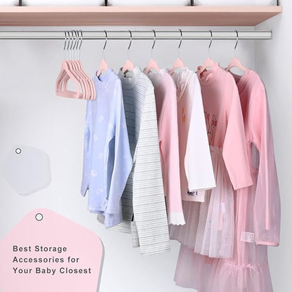 BAGIAL 50 Pack Kids Velvet Hangers 14 Inches Children's Clothes Hangers Non-Slip Baby Hangers for Infant/Toddler (Blush Pink)