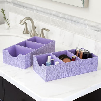 Household Essentials Iris-Colored Cardboard Trays with PP Accents, Set of 2