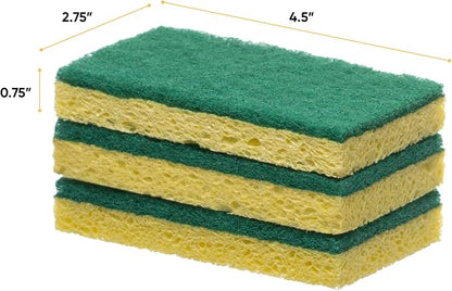 Scrubee Heavy Duty Scrub Sponge with Scouring Pad, Kitchen Dishwashing, Sink, Pot and Frying Pan Cellulose Scrubber Sponge Non Scratch. By Superio… (4.5" 12 Pack)
