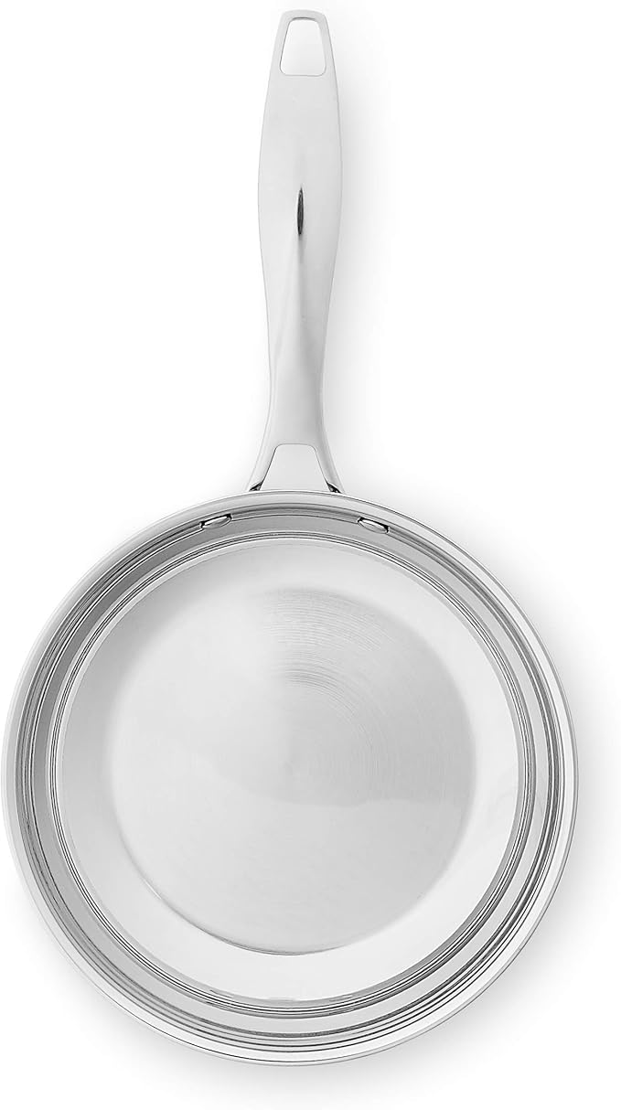 Amazon Basics 2-Piece Stainless Steel Induction Frying Pan Set, Oven Safe, Riveted Handle, Heat Distributes Evenly, 8-inch & 10-inch, Silver