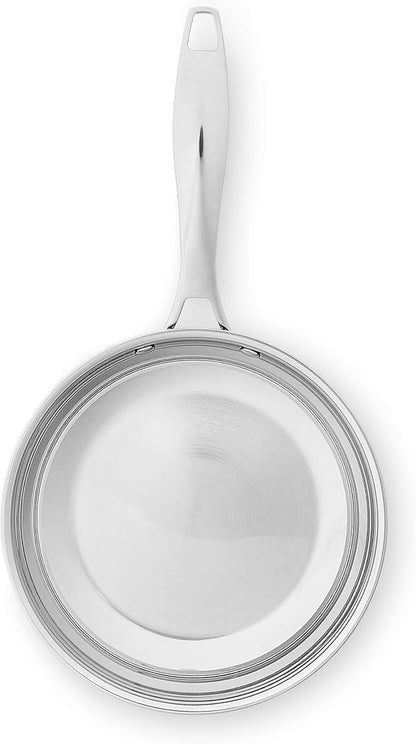 Amazon Basics 2-Piece Stainless Steel Induction Frying Pan Set, Oven Safe, Riveted Handle, Heat Distributes Evenly, 8-inch & 10-inch, Silver