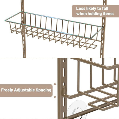 ElegantArray 9-Tier Pantry Door Oragnizer, Over The Door Pantry Organizer Rack and Storage, Hanging Spice Rack Shelves Door, Home Office Laundry Room Bathroom & Kitchen Organization, Brown