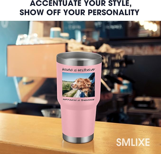 Personalized Coffee Tumbler Print in USA 30oz Stainless Steel Double Wall Insulated Coffee Cup With Text Photo Logo