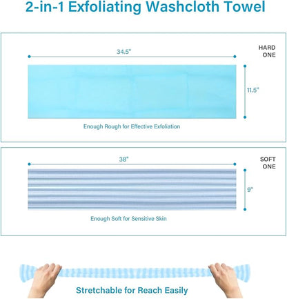 Yiclick 2pcs Back Scrubber for Shower Bath ，Exfoliating Body Scrubber, Body Exfoliator Loofah Luffa Sponge Net Rag Back Washer