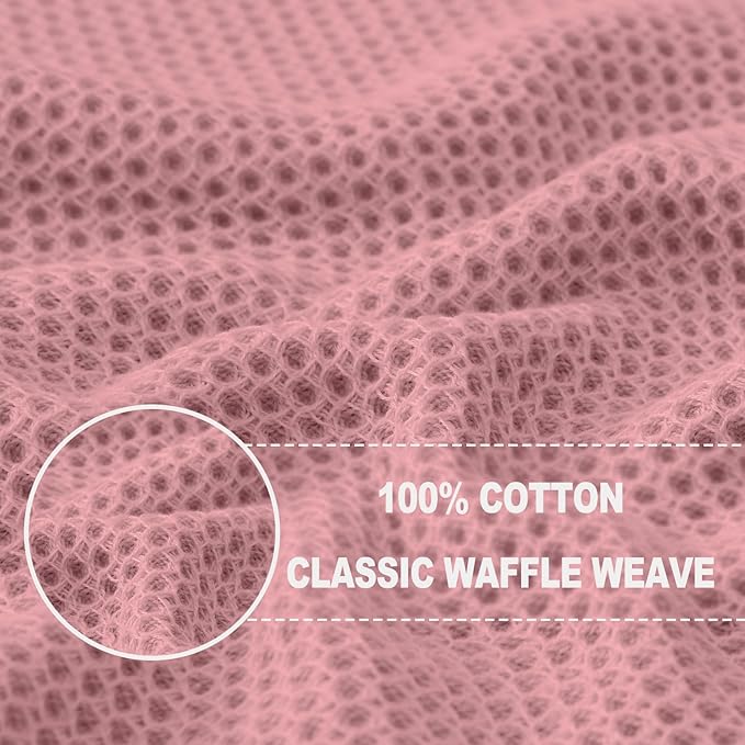 Homaxy 100% Cotton Waffle Weave Kitchen Dish Cloths, Ultra Soft Absorbent Quick Drying Dish Towels, 12 x 12 Inches, 18-Pack, Dried Rose