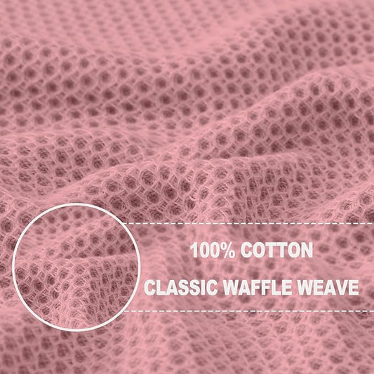 Homaxy 100% Cotton Waffle Weave Kitchen Dish Cloths, Ultra Soft Absorbent Quick Drying Dish Towels, 12 x 12 Inches, 18-Pack, Dried Rose