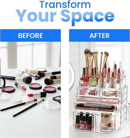 Masirs Clear Cosmetic Storage Organizer, Classy Design, Versatile, Simplifies Your Life
