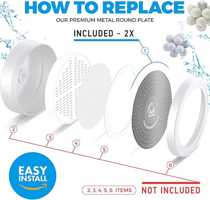 AquaHomeGroup Filtered Shower Head Replacement Spray Plates (Metal, Stainless Steel, 2-Pack)
