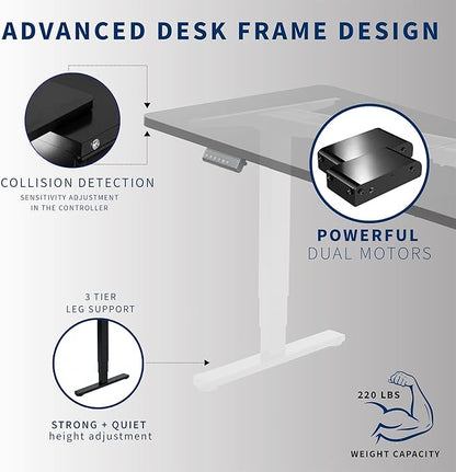 VIVO Electric 83 x 30 in Dual Motor Sit Stand Desk, Memory Height Adjustment, 2B Series, Black Top White Frame, DESK-KIT-2W8B