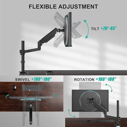 WALI Single Monitor Arm 13-33 Inch, Single Monitor Mount, Vesa Desk Mount up to 19.8lbs Single Monitor Stand with Clamp, VESA 75x75mm or 100x100mm Compatibility(GSDM001), Black