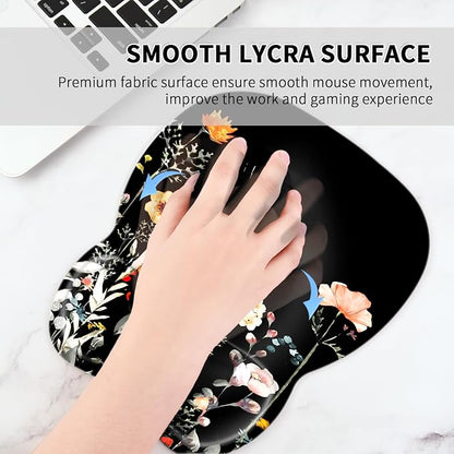 EooCoo Ergonomic Mouse Pad with Wrist Support, Mousepad with Memory Foam Wrist Rest and Non-Slip Base for Computer, Cafe, Home & Office, 9.64 x 8.26 in Office Desk Accessories for Women