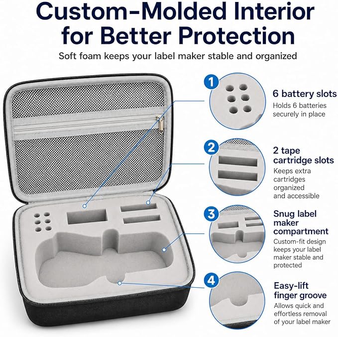 PAIYULE Case Compatible with DYMO Label Maker LabelManager 160/280 Portable Label Maker, Tag Printer Storage Organizer for AC Adapter, Tape Cartirdges and More Accessories(Box Only) Gray