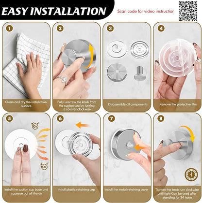 MOTAIPEAK Suction Cup Hooks for Shower,Removable Shower Towel Suction Hooks for Bathroom Wall,Kitchen,Glass,Mirror,Tile to Hang Robes,Loofah-Silver(4-Pack)