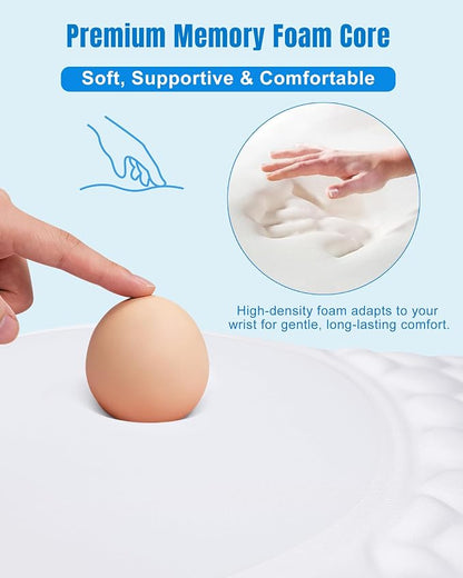 Ergonomic Mouse Pad with Wrist Rest, Slope Design Memory Foam Support, Smooth Lycra Surface, Non-Slip PU Base, Comfortable Mouse Mat for Office, Home, Computer Desk