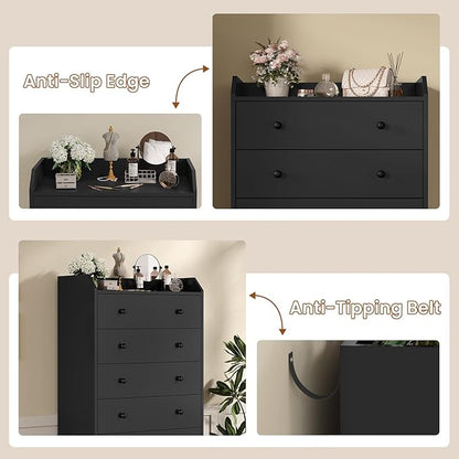 ADORNEVE 6 Drawer Dresser for Bedroom,55.1" Tall Black Chest of Drawers,Large Modern Vertical Dresser for Living Room,Hallway, Closet
