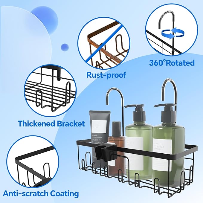 Shower Caddy Hanging, Showers Organizer Rack with Hooks for Bath Chair, for Seniors, Elderly, Pregnant, Patient, Gifts for Nursing Home